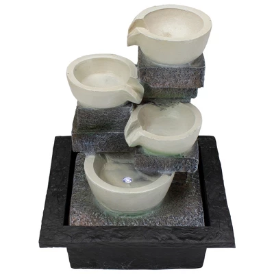Northlight 11" LED Lighted Cascading 4-Tier Bowl Indoor Tabletop Water Fountain 6 Northlight 11" LED Lighted Cascading 4-Tier Bowl Indoor Tabletop Water Fountain - Image 4