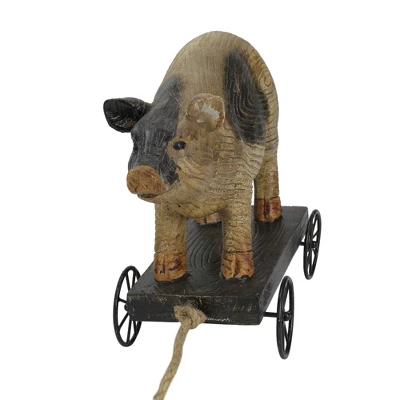 Northlight 10" Black And White Wood Textured Pig On Cart Outdoor Garden Statue 3 Northlight 10" Black And White Wood Textured Pig On Cart Outdoor Garden Statue