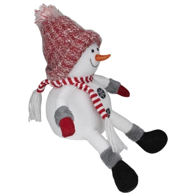Northlight Sitting Winter Snowman Christmas Decoration - 16" - Red And White 4 Northlight Sitting Winter Snowman Christmas Decoration - 16" - Red And White - Image 2