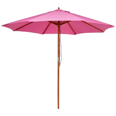 Northlight Outdoor Patio Market Umbrella With Wooden Pole - 8.5' - Pink 7 Northlight Outdoor Patio Market Umbrella With Wooden Pole - 8.5' - Pink - Image 5