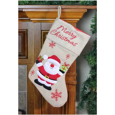 Northlight 19" Beige And Red Santa Claus Embroidered Christmas Stocking 3 Northlight 19" Beige And Red Santa Claus Embroidered Christmas Stocking
