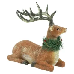 Northlight Glittered Sitting Deer With Pine Neck Wreath Christmas Decoration - 10" -Northlight GUEST b7ab78f8 f27f 4e50 83b5 02c5dfbf637b