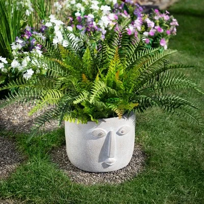 Northlight Small Face Ceramic Outdoor Garden Planter - 8.5" 3 Northlight Small Face Ceramic Outdoor Garden Planter - 8.5"