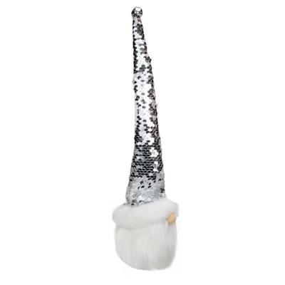 Northlight 13" Silver Sequin Santa With A Pointed Winter Hat Christmas Decor 5 Northlight 13" Silver Sequin Santa With A Pointed Winter Hat Christmas Decor - Image 3