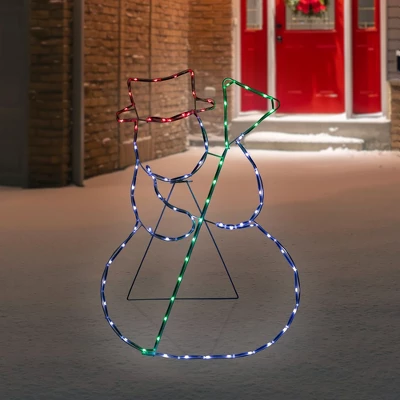 Northlight 28" Lighted Standing Snowman Silhouette Outdoor Christmas Decoration 3 Northlight 28" Lighted Standing Snowman Silhouette Outdoor Christmas Decoration