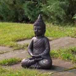 Northlight 17.5" Dark Brown Meditating Buddha Outdoor Garden Statue