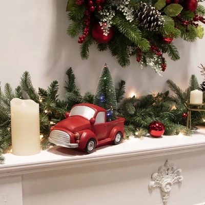 Northlight LED Lighted Pine Tree In Vintage Truck Christmas Decoration - 10" - Red 4 Northlight LED Lighted Pine Tree In Vintage Truck Christmas Decoration - 10" - Red - Image 2