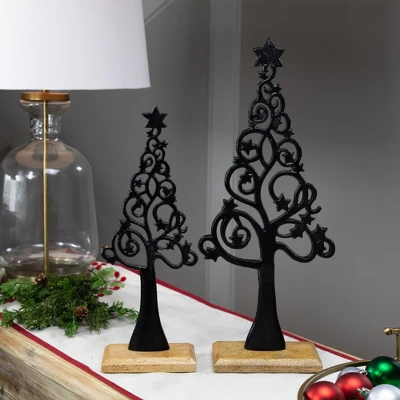 Northlight Starry Trees Metal Christmas Decorations - 18.5" - Black - Set Of 2 3 Northlight Starry Trees Metal Christmas Decorations - 18.5" - Black - Set Of 2