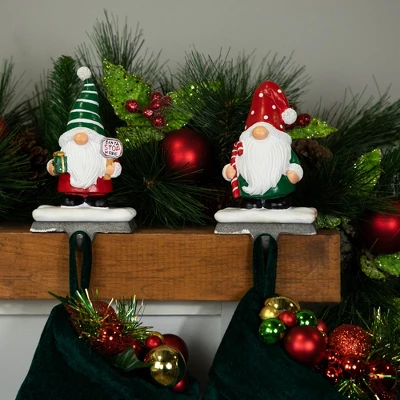 Northlight Santa Gnomes Christmas Stocking Holders - 6.25" - Set Of 2 4 Northlight Santa Gnomes Christmas Stocking Holders - 6.25" - Set Of 2 - Image 2