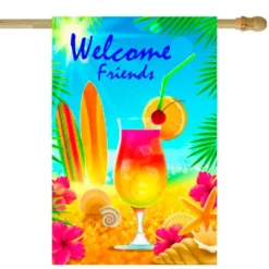 Northlight Tropical Welcome Friends Outdoor House Flag 28" X 40"