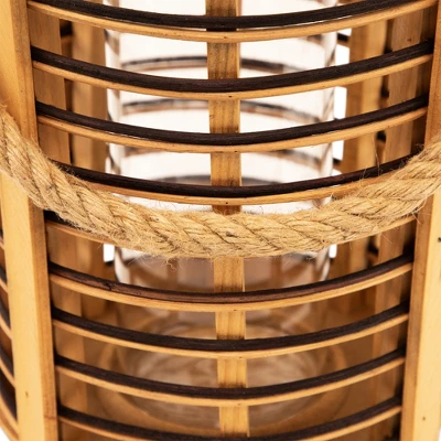 Northlight Rattan Glass Candle Lantern With Jute Handle - 11.5" 10 Northlight Rattan Glass Candle Lantern With Jute Handle - 11.5" - Image 8