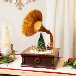 Northlight LED Lighted And Musical Gramophone Animated Christmas Decoration - 14"