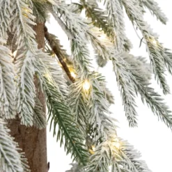 Northlight Pre-Lit Flocked Battery Operated Alpine Artificial Christmas Tree - 3' - Clear LED Lights -Northlight GUEST d7f705f2 d14e 423f 8cf1 b48013692b2f