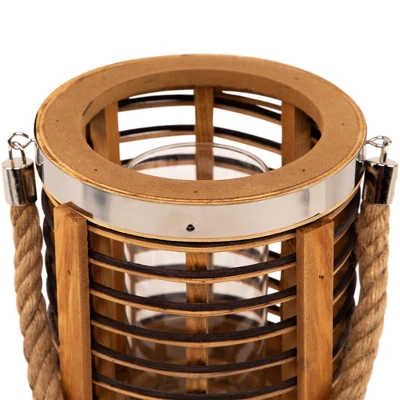 Northlight Rattan Glass Candle Lantern With Jute Handle - 7.5" 8 Northlight Rattan Glass Candle Lantern With Jute Handle - 7.5" - Image 6