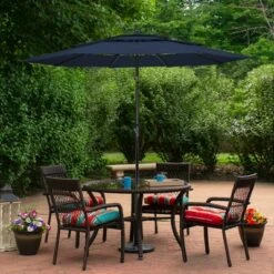 Northlight 9.75ft Outdoor Patio Market Umbrella With Hand Crank And Tilt, Navy Blue