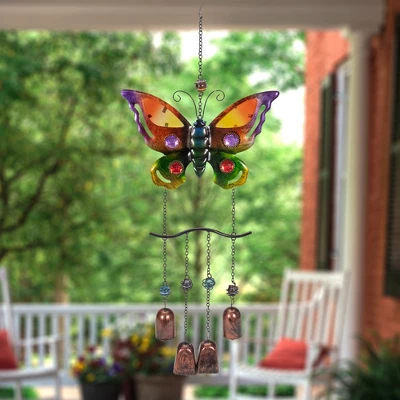 Northlight 24" Purple And Bronze Butterfly Outdoor Garden Windchime 3 Northlight 24" Purple And Bronze Butterfly Outdoor Garden Windchime