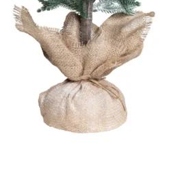 Northlight Frosted Slim Pine Artificial Christmas Tree In Burlap Base - 5' - Unlit -Northlight GUEST e41be32c 4591 451a 9b46 8949b878089b