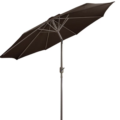 Northlight 9' Octagon Outdoor Patio Market Umbrella With Hand Crank And Tilt - Brown/Black 7 Northlight 9' Octagon Outdoor Patio Market Umbrella With Hand Crank And Tilt - Brown/Black - Image 5