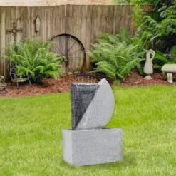 Northlight 20" Gray Modern Style Rainfall Outdoor Water Fountain