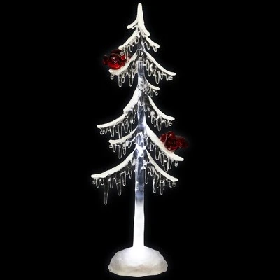 Northlight LED Lighted Acrylic Icicle Tree With Cardinals Christmas Decoration - 14" 4 Northlight LED Lighted Acrylic Icicle Tree With Cardinals Christmas Decoration - 14" - Image 2