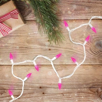 Northlight LED C6 Faceted Christmas Lights - Pink - 22.5' White Wire - 70ct 3 Northlight LED C6 Faceted Christmas Lights - Pink - 22.5' White Wire - 70ct
