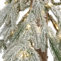 Northlight Pre-Lit Flocked Battery Operated Alpine Artificial Christmas Tree - 3' - Clear LED Lights -Northlight GUEST ea6f58e6 f744 4fa4 8f06 50fbff8c5e82