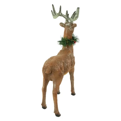 Northlight Standing Glittered Reindeer With Pine Neck Wreath Christmas Decoration - 15.5" 6 Northlight Standing Glittered Reindeer With Pine Neck Wreath Christmas Decoration - 15.5" - Image 4