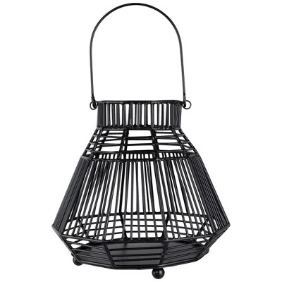 Northlight Medium Iron Geometric Hurricane Candle Lantern - 8.25" - Black 8 Northlight Medium Iron Geometric Hurricane Candle Lantern - 8.25" - Black - Image 6
