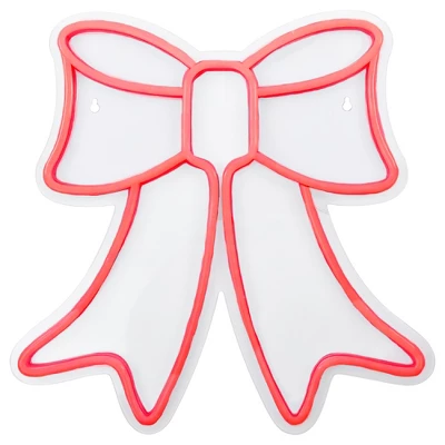 Northlight 15" Red LED Lighted Neon Style Bow Christmas Window Silhouette 4 Northlight 15" Red LED Lighted Neon Style Bow Christmas Window Silhouette - Image 2