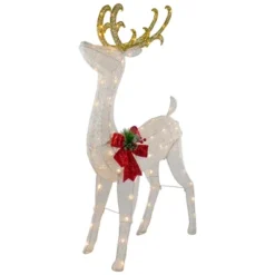 Northlight 48" LED Lighted Glitter Reindeer With Sleigh Outdoor Christmas Decoration 11 Northlight 48" LED Lighted Glitter Reindeer With Sleigh Outdoor Christmas Decoration -Northlight GUEST ed130ebd 603f 4db3 8b60 b23253528d75