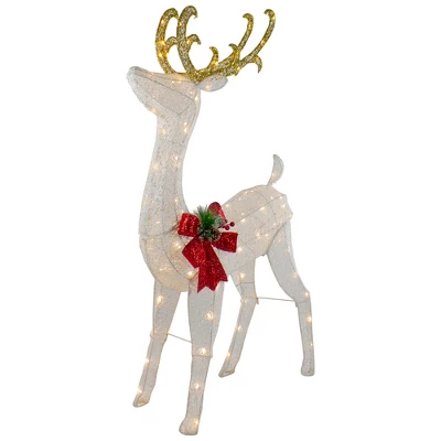 Northlight 48" LED Lighted Glitter Reindeer With Sleigh Outdoor Christmas Decoration 5 Northlight 48" LED Lighted Glitter Reindeer With Sleigh Outdoor Christmas Decoration - Image 3