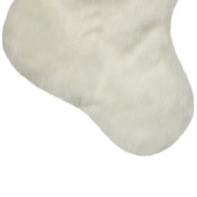 Northlight Polar Bear Faux Fur Christmas Stocking With Pom Poms - 20.5" - White 5 Northlight Polar Bear Faux Fur Christmas Stocking With Pom Poms - 20.5" - White - Image 3