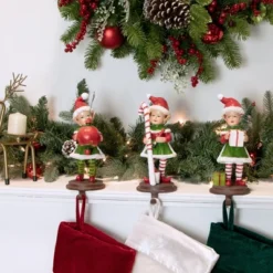 Northlight Standing Christmas Elves Stocking Holders - 8.5" - Set Of 3