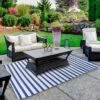 Northlight 4' X 6' Blue And White Striped Rectangular Outdoor Area Rug 1 Northlight 4' X 6' Blue And White Striped Rectangular Outdoor Area Rug -Northlight GUEST f15e8eae 5dc4 48b7 a00b 988ec626dd5a
