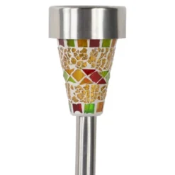 Northlight Set Of 3 Red Mosaic Stained Glass Solar Powered LED Pathway Markers, 15.5" -Northlight GUEST f1bdd958 26dc 472c 94fe 85e28388b984