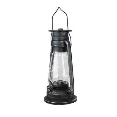 Northlight 12" Silver Brushed Black Traditional Lantern With Micro Lights 3 Northlight 12" Silver Brushed Black Traditional Lantern With Micro Lights