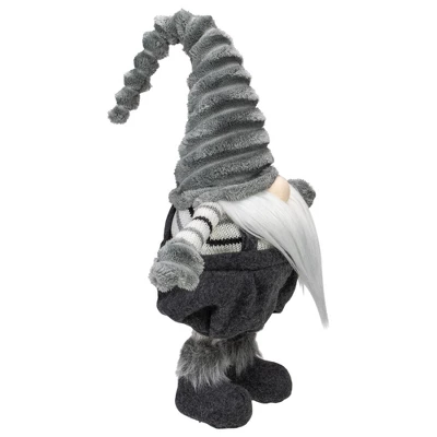 Northlight Bouncy Gnome Figure Christmas Decoration - 18" - Gray And White 4 Northlight Bouncy Gnome Figure Christmas Decoration - 18" - Gray And White - Image 2