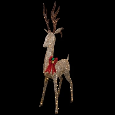 Northlight 74" LED Lighted Champagne Deer With Red Bow Outdoor Christmas Decoration 4 Northlight 74" LED Lighted Champagne Deer With Red Bow Outdoor Christmas Decoration - Image 2