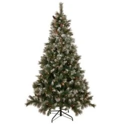 Northlight Real Touch™️ Pre-lit Snow Valley Pine Artificial Christmas Tree - 7.5' - Clear Lights