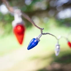 Northlight C7 LED Patriotic Christmas Lights - Blue, White And Red - 16' White Wire - 25ct